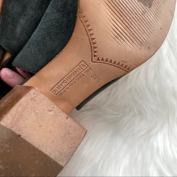 Alberto Fermani | Ancona Suede Open-Toe Slingback Sandal Bootie Heel Blue Grey - Picture 8 of 10